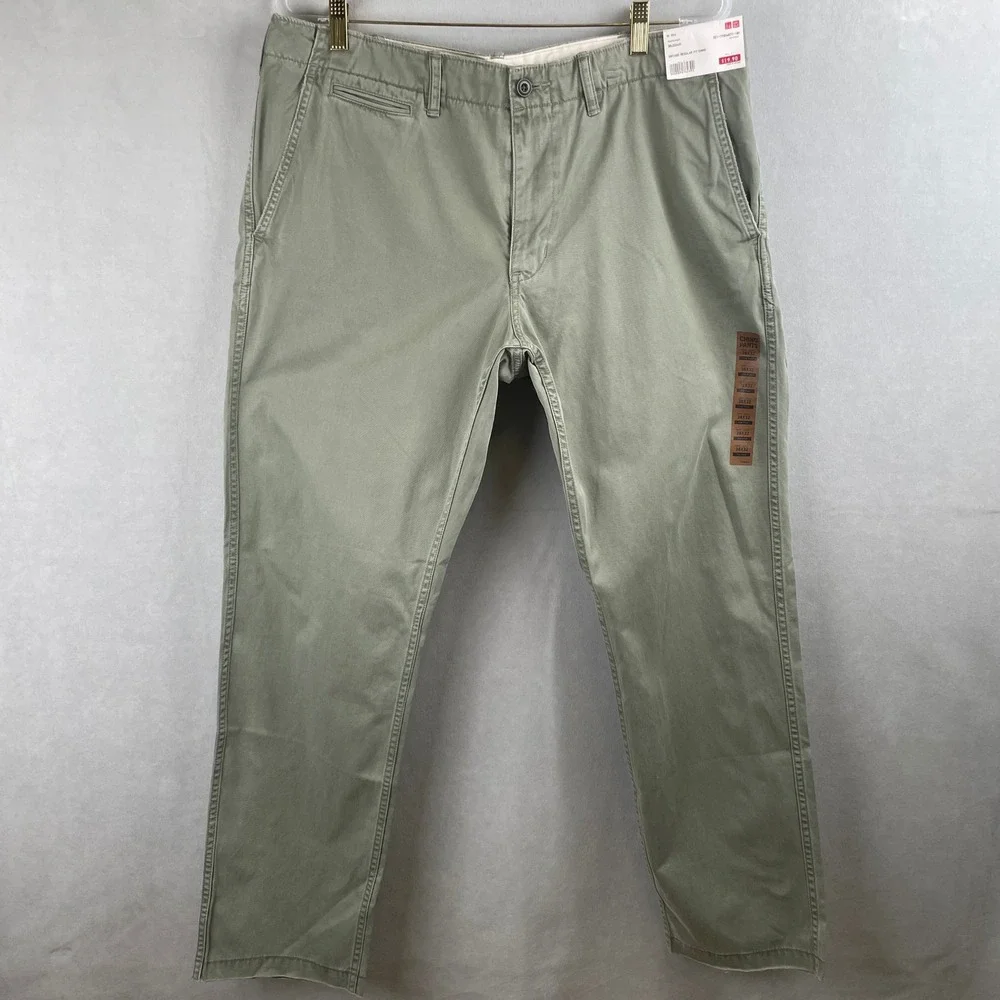 Uniqlo Vintage Regular Fit Chino Pants Men 38x32 Olive Green Preppy Normcore NWT